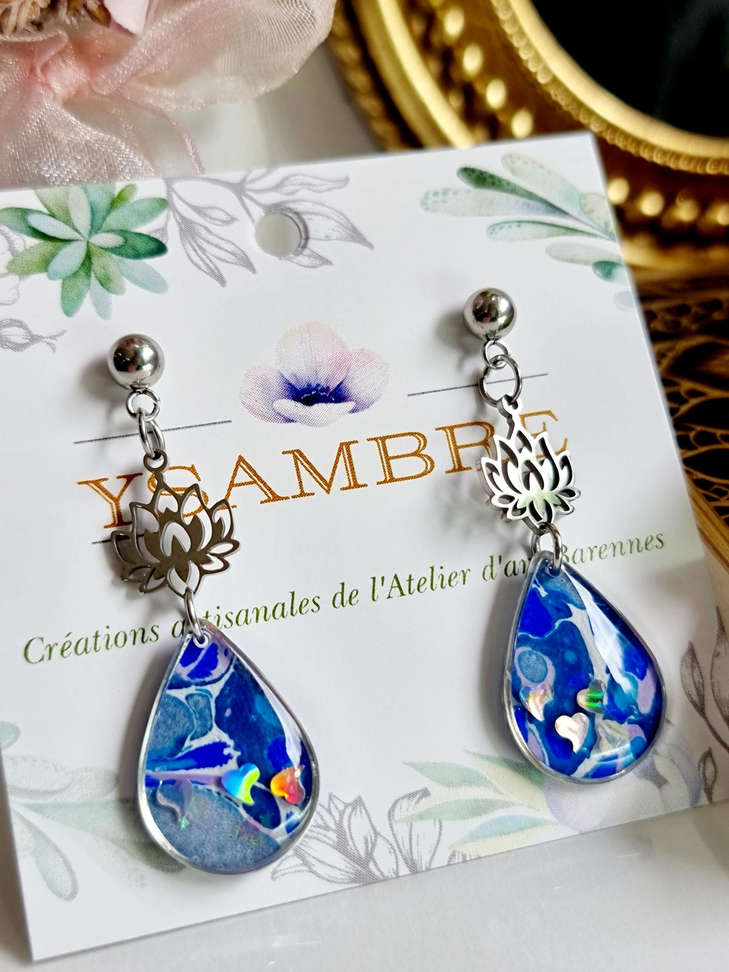 boucles d'oreilles en papier marbré 28€ VENDUES